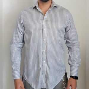 Charles Tyrwhitt Light Blue and White Striped Dress Shirt